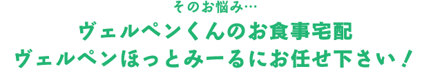 そのお悩み・・・ヴェルペン君のお食事宅配ヴェルペンほっとみーるにお任せ下さい！
